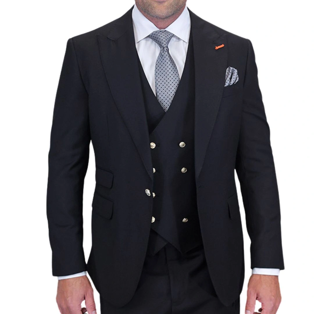Aether Crest: Zwart 3-delig modern pak voor de man met stijl en attitude, een must-have!