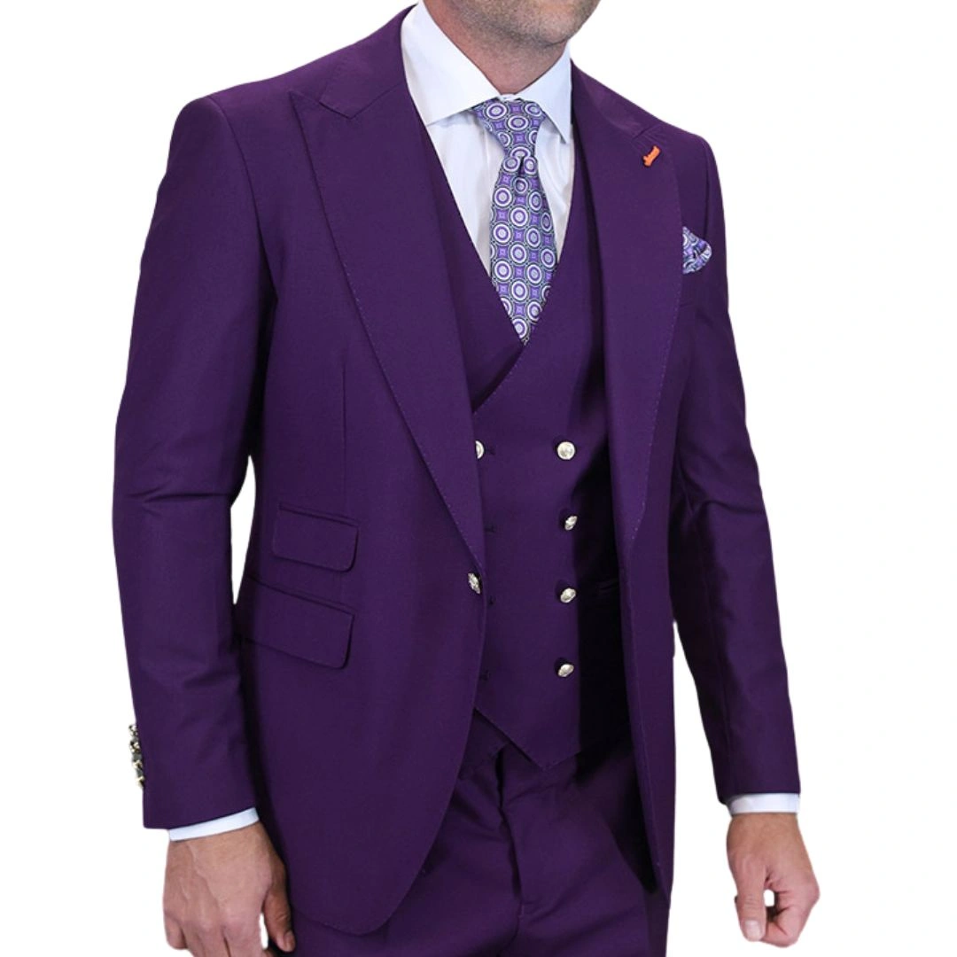 Prachtige Aether Crest Collectie: Luxe Amethist 3-delige Formele Jas Set.